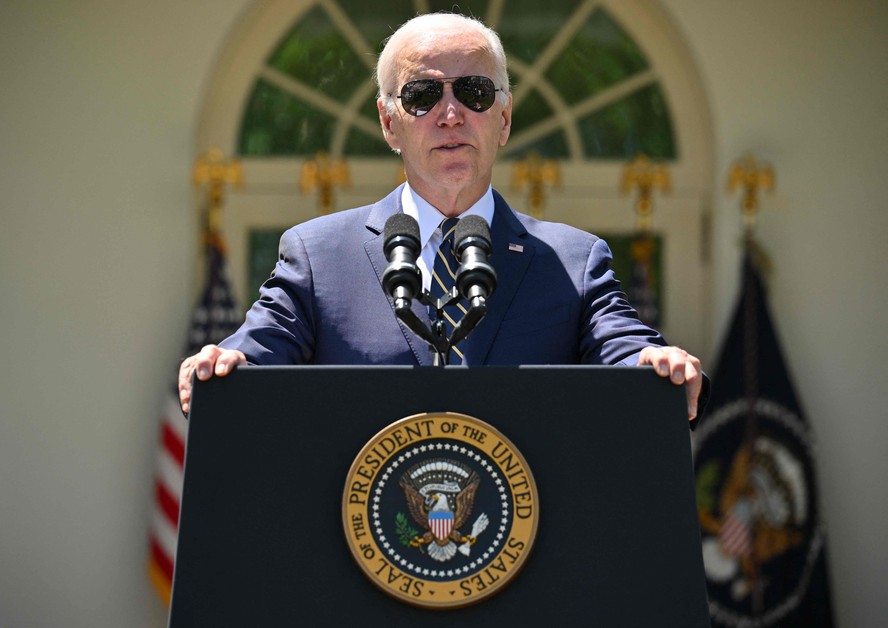O presidente americano, Joe Biden, durante anúncio em maio deste ano