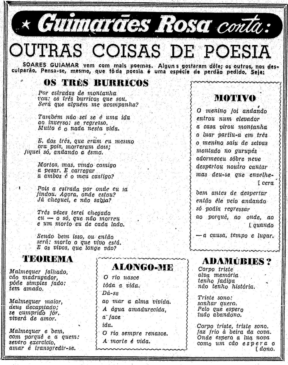 Coluna de Guimarães Rosa em O GLOBO — Foto: Arquivo O GLOBO