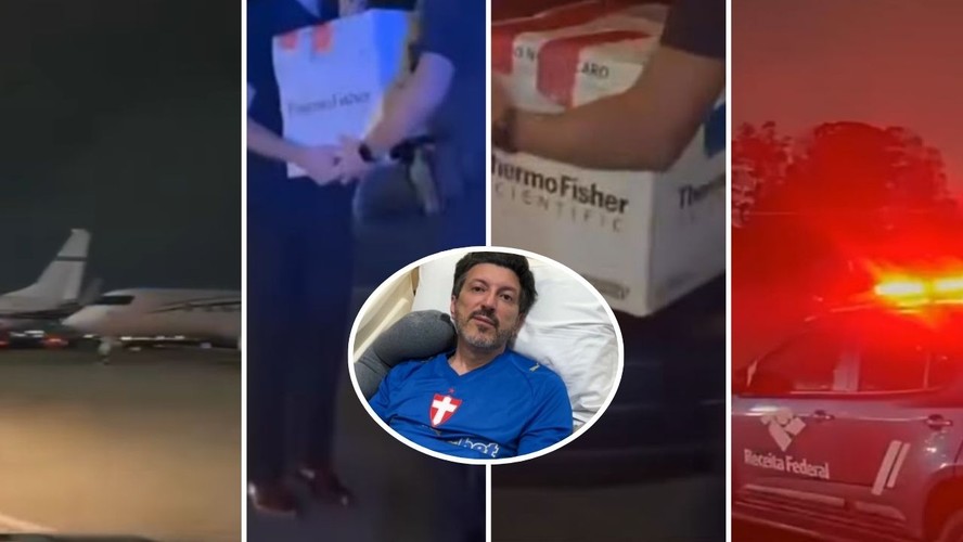 Aeroporto Internacional de São Paulo, em Guarulhos, Receita Federal e Anvisa durante a chegada do medicamento