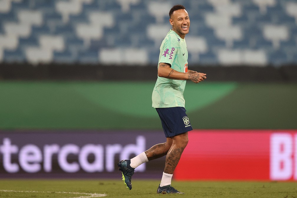 Neymar Jr durante treino da seleção brasileira, em 2023 — Foto: Vitor Silva/CBF