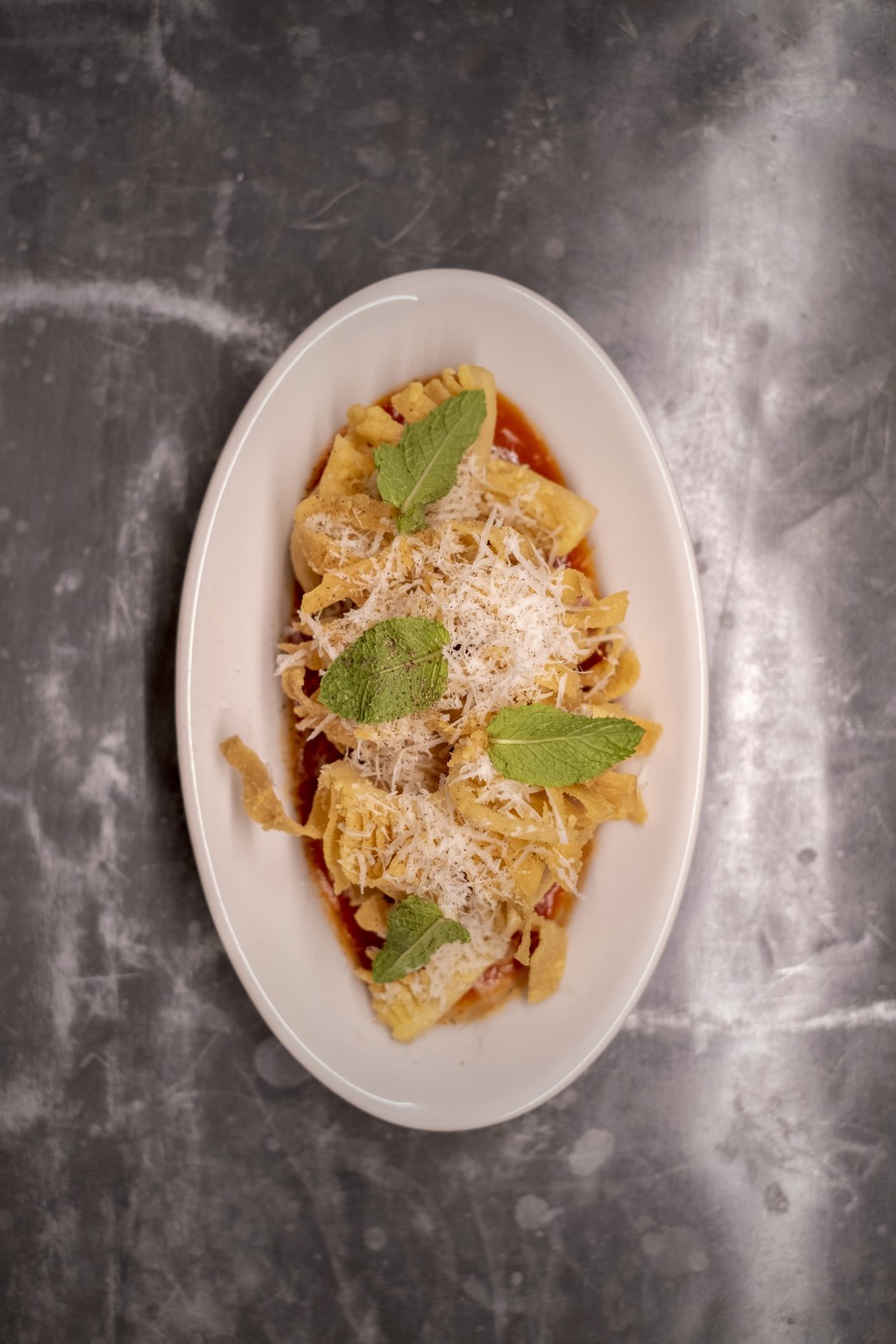 Trippa alla Romana, um prato clássico italiano servido no Mazzo, restaurante em Centocelle, antigo bairro operário em Roma — Foto: Massimo Berruti/The New York Times