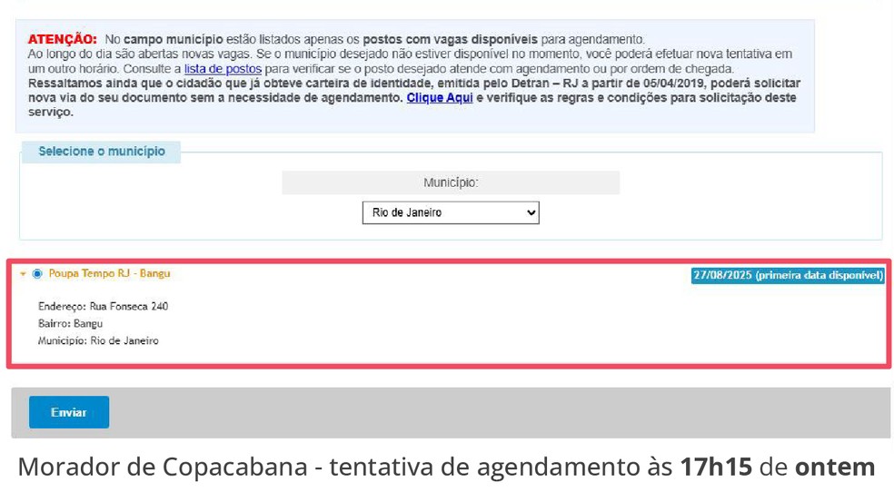 Tentativa de agendamento nesta terça-feira — Foto: Editoria de Arte