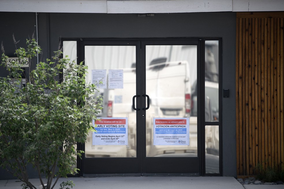 Local de votação no condado de Boca Chica, onde está a sede da SpaceX no Texas — Foto: Mark Felix / Bloomberg