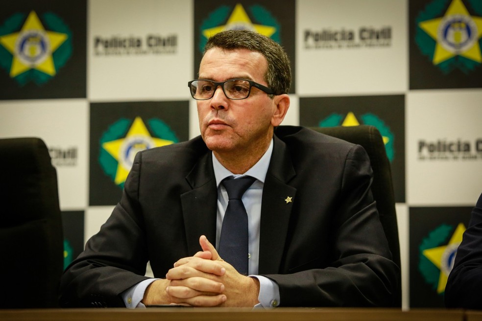 O delegado Rivaldo Barbosa, em entrevista coletiva em 2018 — Foto: Brenno Carvalho/Agência O Globo/05-07-2018