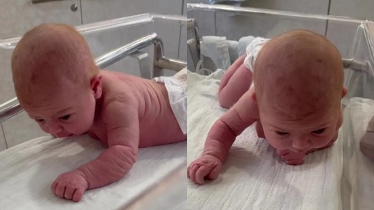 Bebê com três dias de vida levanta a cabeça e engatinha nos EUA; vídeo