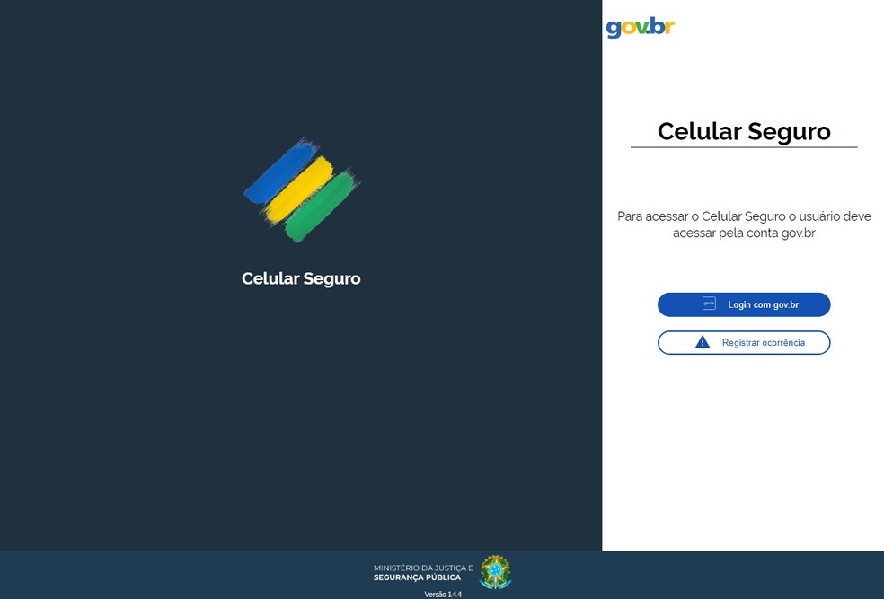 Plataforma Celular Seguro pode ser acessada em navegadores — Foto: Reprodução