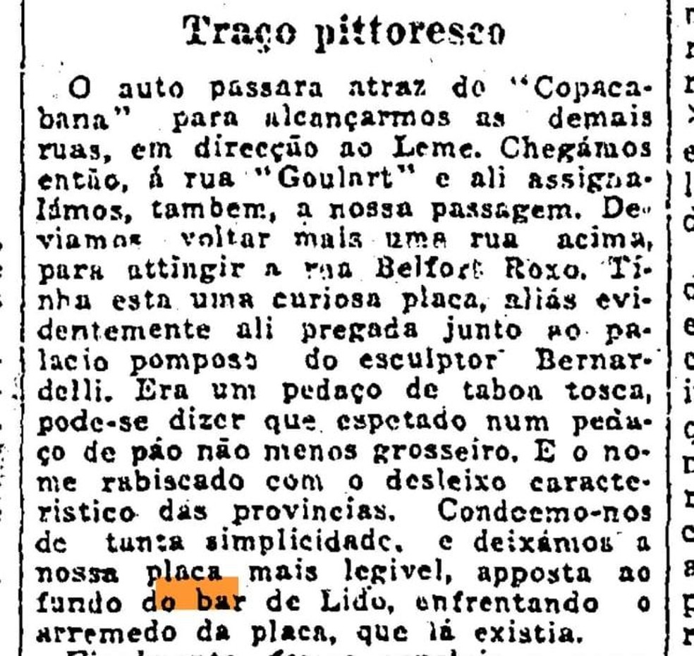 Trechos do jornal O GLOBO em que botequins são citados — Foto: Acervo O GLOBO