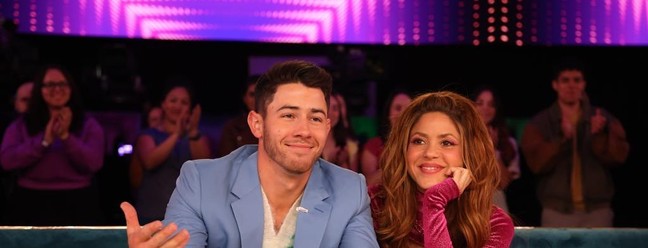 Nick Jonas e Shakira nas gravações de "Dancing With Myself" — Foto: Instagram / Reprodução