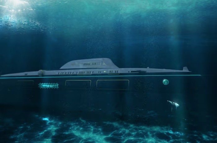Iate-submarino M5 pode permanecer quatro semanas debaixo d'água, diz empresa — Foto: Migaloo