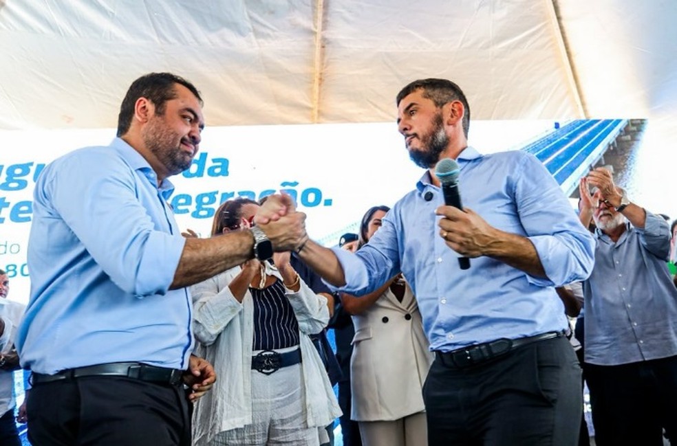 Claudio Castro and Rodrigo Basilar at the opening ceremony of the Integration Bridge, linking São João da Barra to the municipality of São Francisco de Itabuana, in February – Photo: Reproduction