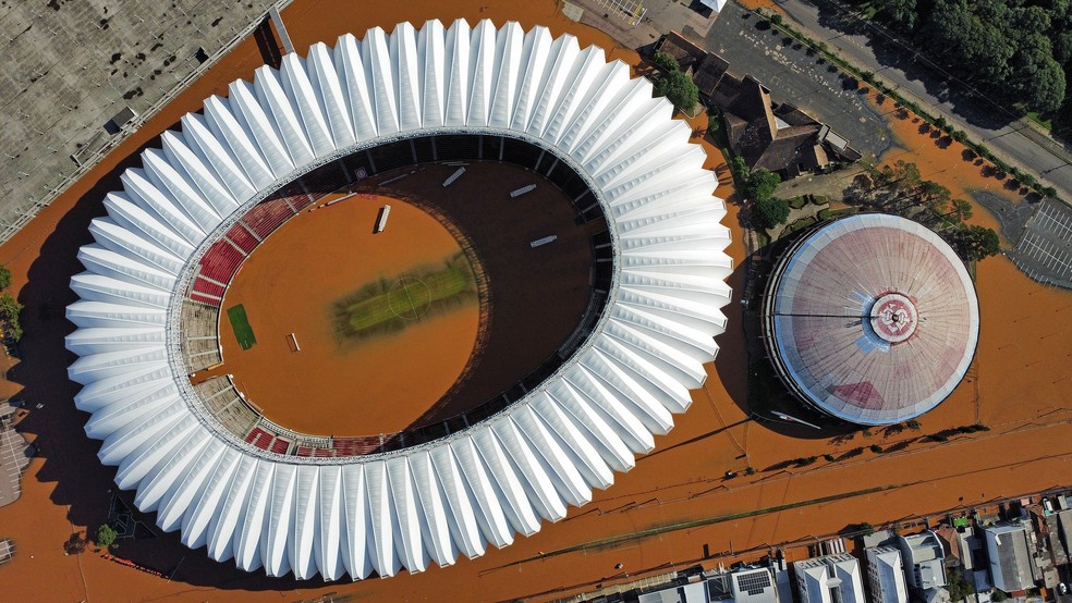 Beira-Rio, estádio do Internacional, inundado após as enchentes — Foto: Max Peixoto/Agência O Globo