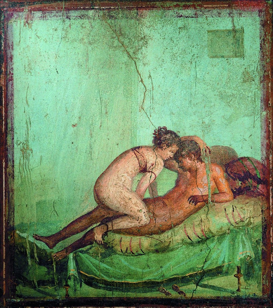 Cena de sexo em afresco da Casa do Centenário, em Pompéia, na Itália