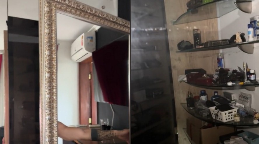 Modelo encontra cômodo escondido atrás de espelho de apartamento alugado em Florianópolis; veja vídeo