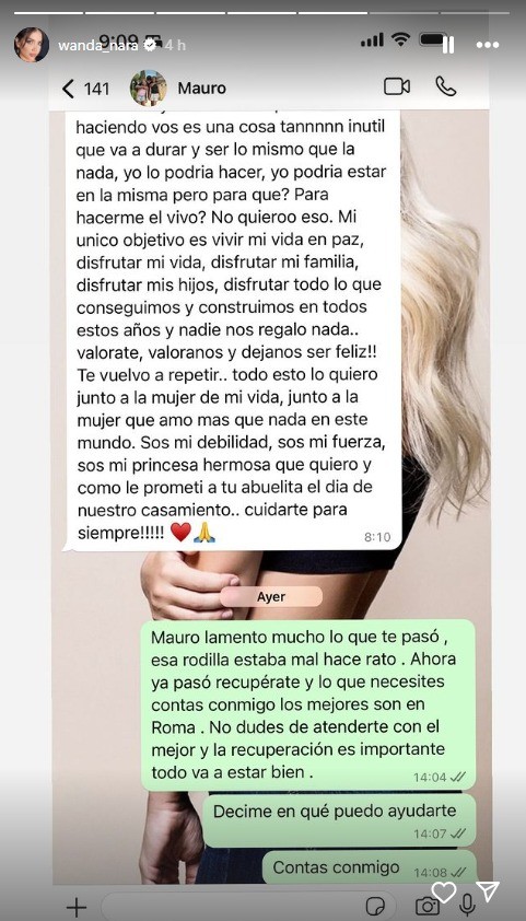 Em viagem ao Rio com novo namorado, Wanda Nara envia mensagem para ex, Icardi, que sofreu grave lesão: 'Conte comigo'