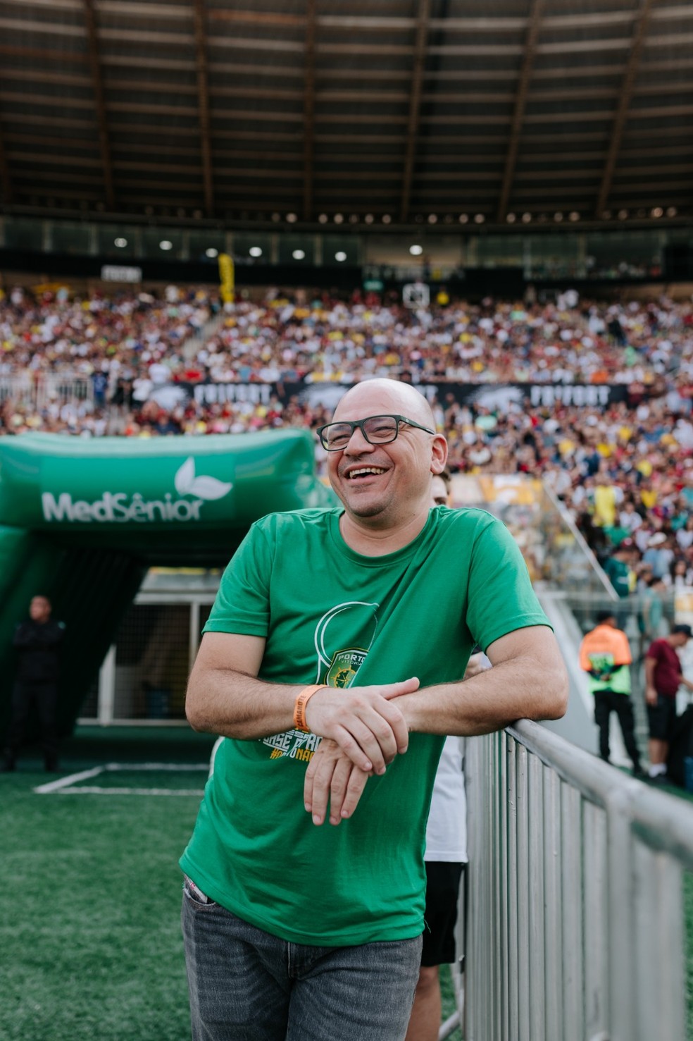 O presidente do Porto Vitória, Vinícius Coelho, no Estádio Kleber Andrade, em Cariacica — Foto: Porto Vitória/Divulgação