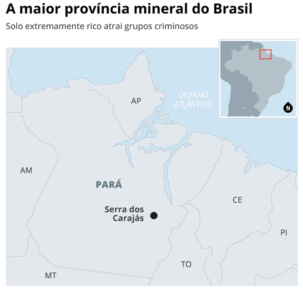 Localização da Serra dos Carajás, maior província mineral do Brasil — Foto: Editoria de Arte