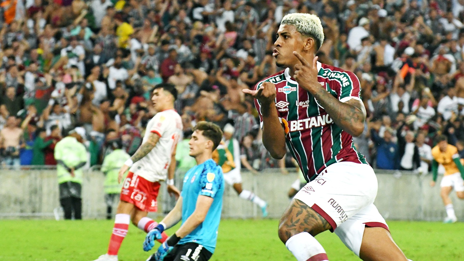 John Kennedy comemora gol Copa Libertadores — Foto: MAILSON SANTANA/FLUMINENSE FC