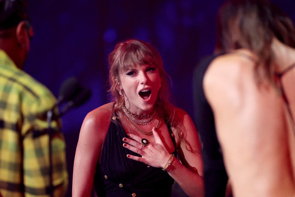Taylor Swift no MTV Video Music Awards , em 2023 — Foto: Mike Coppola / AFP