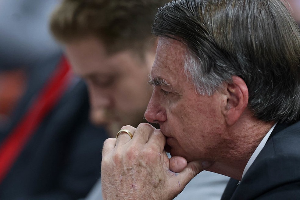Bolsonaro durante depoimento no STF — Foto: Gustavo Moreno/STF