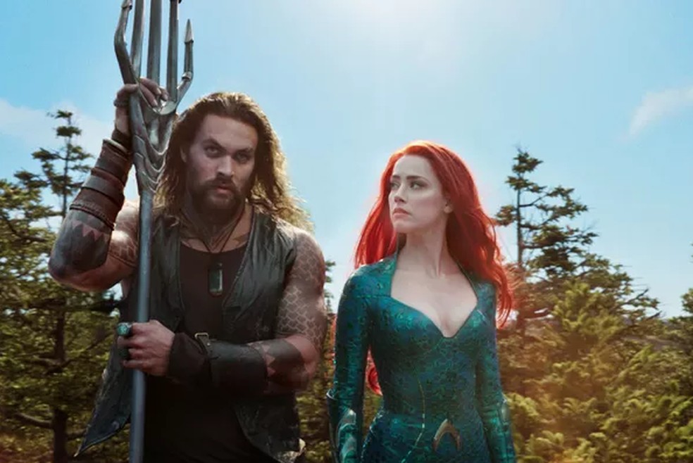 Jason Momoa e Amber Heard no filme "Aquaman" (2018) — Foto: Divulgação