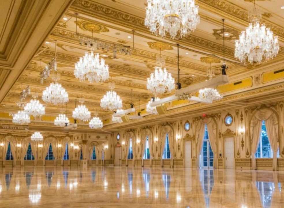 Salão de baile de Mar-a-Lago, propriedade de Donald Trump na Flórida — Foto: Reprodução