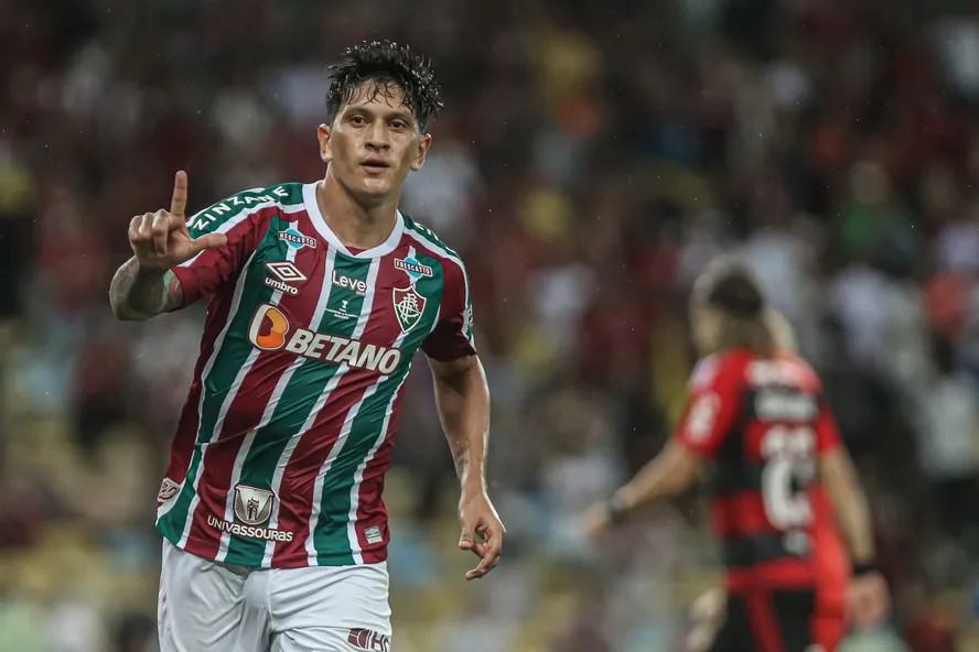 Cano marcou duas vezes em goleada de 4 a 1 do Fluminense sobre o Flamengo no jogo de volta da decisão do Carioca de 2023 — Foto: Marcelo Gonçalves/Fluminense