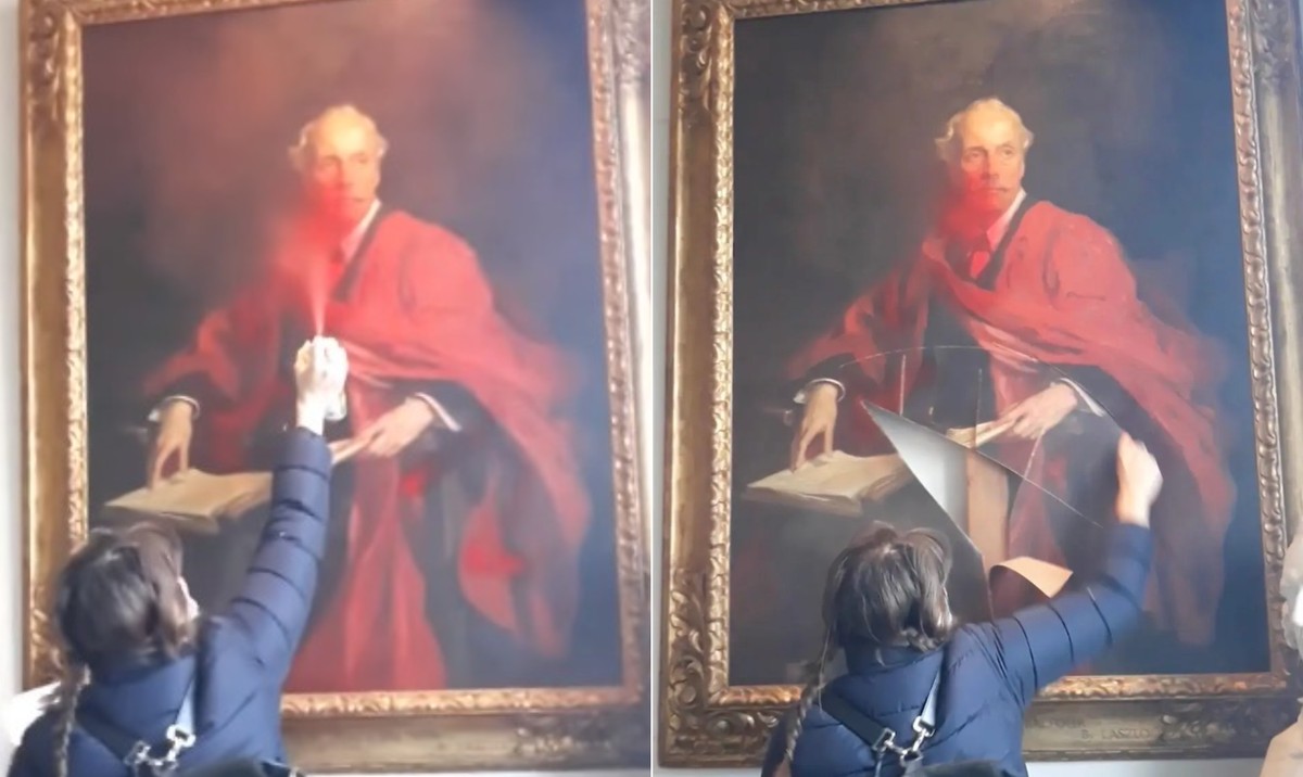 Vídeo: Ativistas pró-Palestina picham e rasgam retrato de Arthur ...