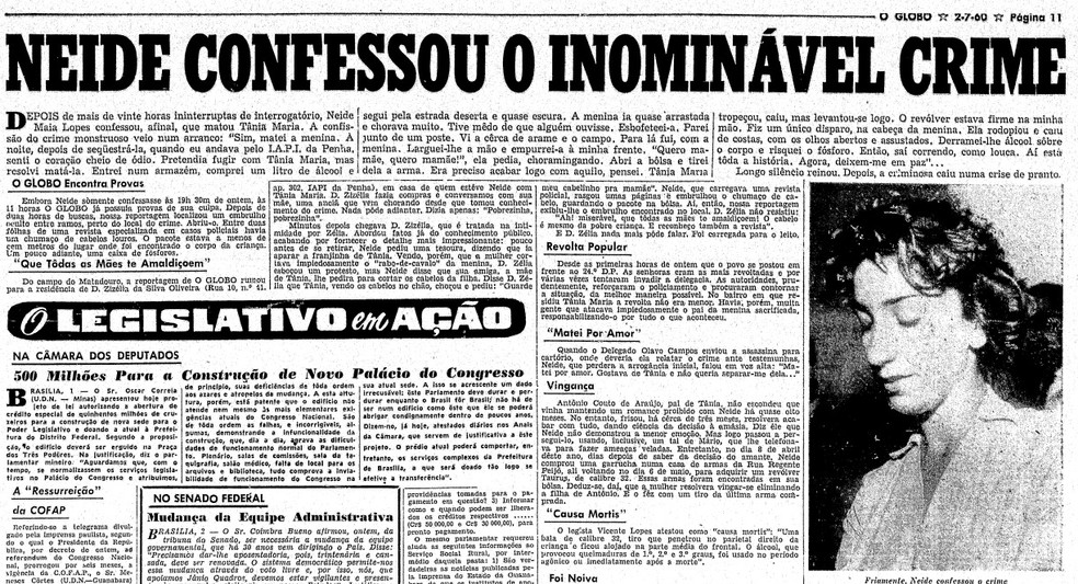 Neide, a Fera da Penha: crime chocou a cidade na década de 1960 — Foto: Agência O  Globo