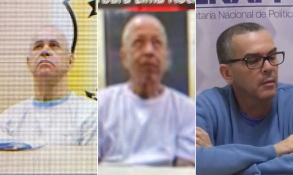 Os irmãos Domingos e Chiquinho Brazão, e o delegado Rivaldo Barbosa participam da audiência no STF — Foto: Reprodução