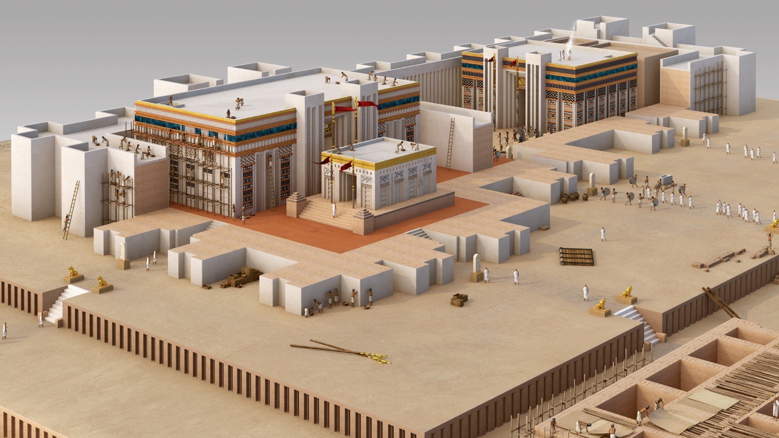 Reconstrução digital mostra como era região de antigo templo sumério  — Foto: Museu Britânico