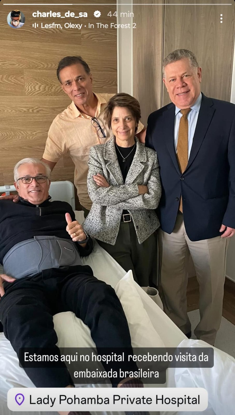 Após acidente em safári na Namíbia, médico brasileiro posta primeira foto nas redes sociais — Foto: Reprodução
