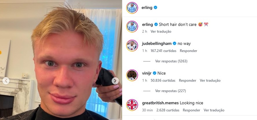 Nova temporada, novo corte de cabelo: Haaland abandona o icônico cabelo ...
