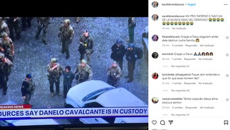Sarah Brandão, irmã de vítima morta por Danilo Cavalcante, celebra prisão do fugitivo — Foto: Reprodução/Instagram