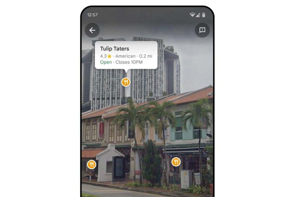 Ferramenta 'Lens in Maps' mostra marcações ao vivo ao usar realidade aumentada e IA — Foto: Reprodução/Google