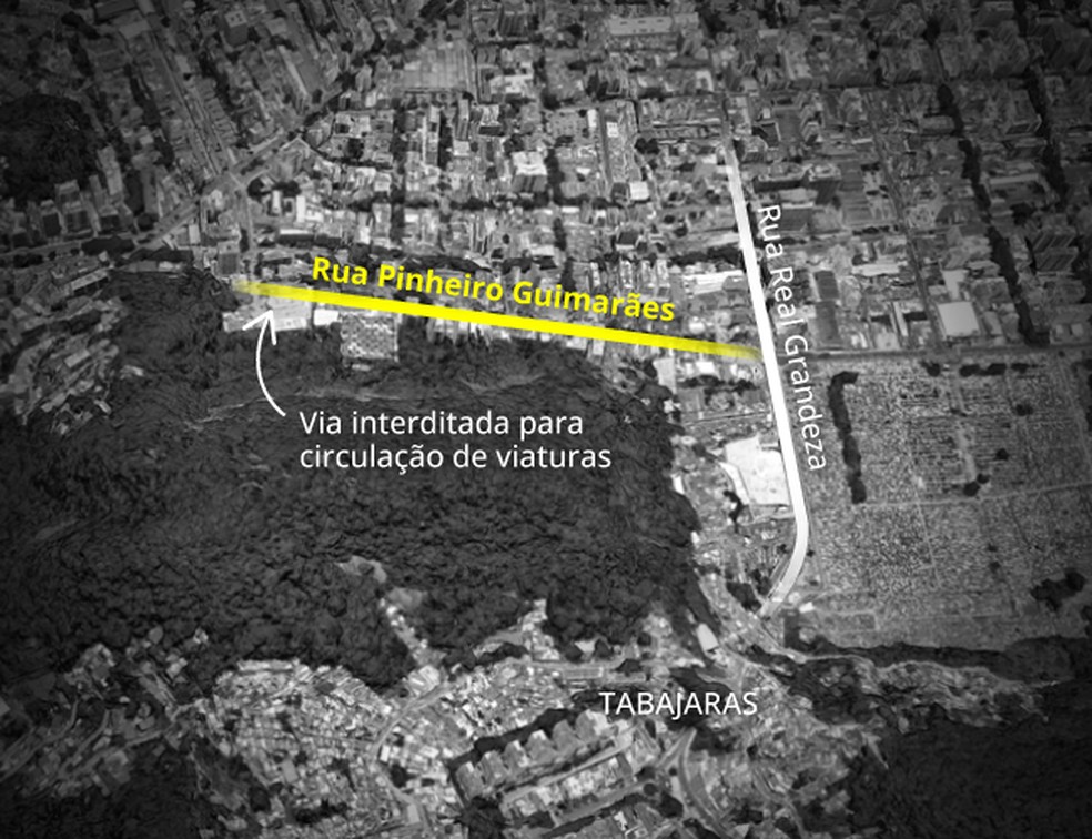 Rua Pinheiro Guimarães é bloqueada — Foto: Reprodução