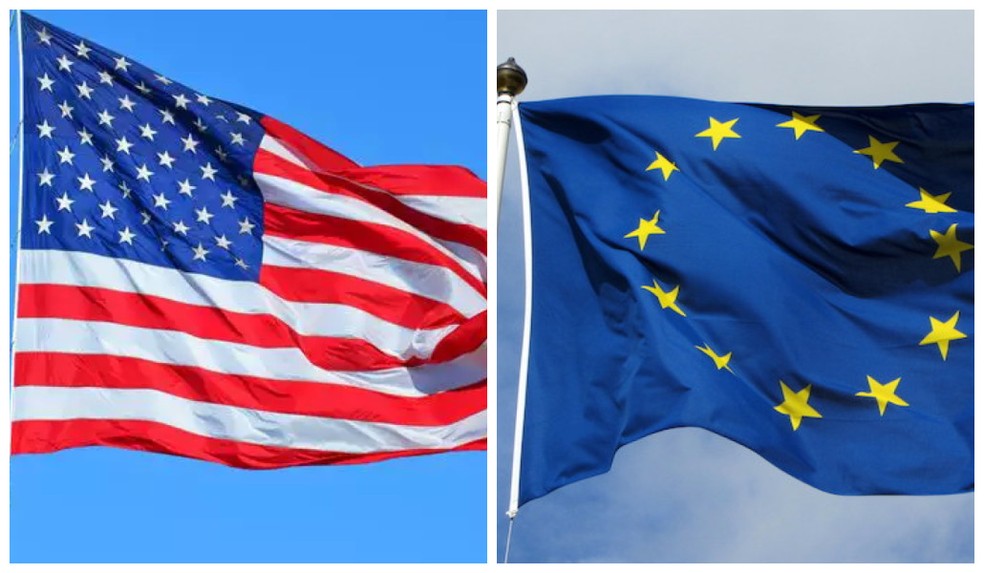 EUA e UE fecharam, segundo Trump, o maior acordo tarifário de todos — Foto: Montagem de fotos