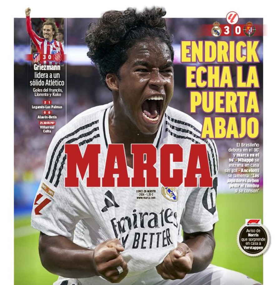 Jornal Marca estampou brasileiro Endrick na capa