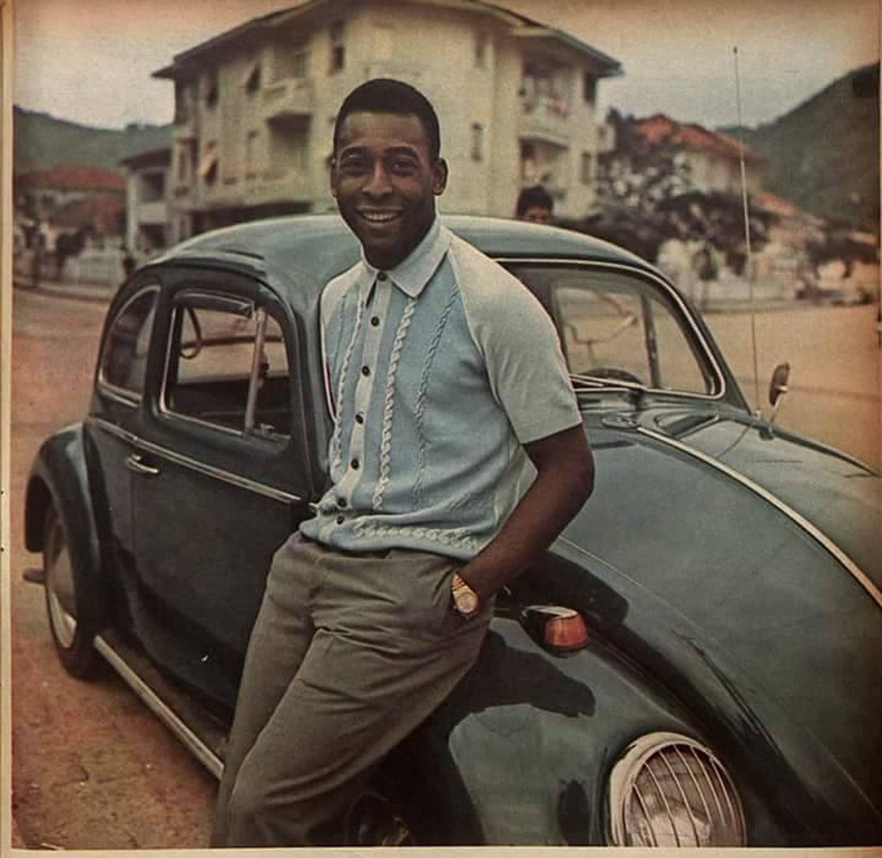 Pelé e seu Fusca — Foto: Reprodução