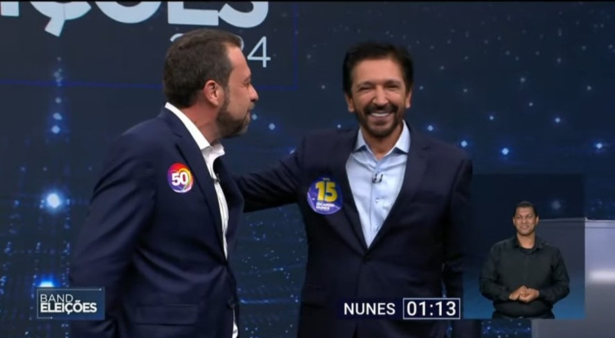 Abraço entre Nunes e Boulos no debate da Band