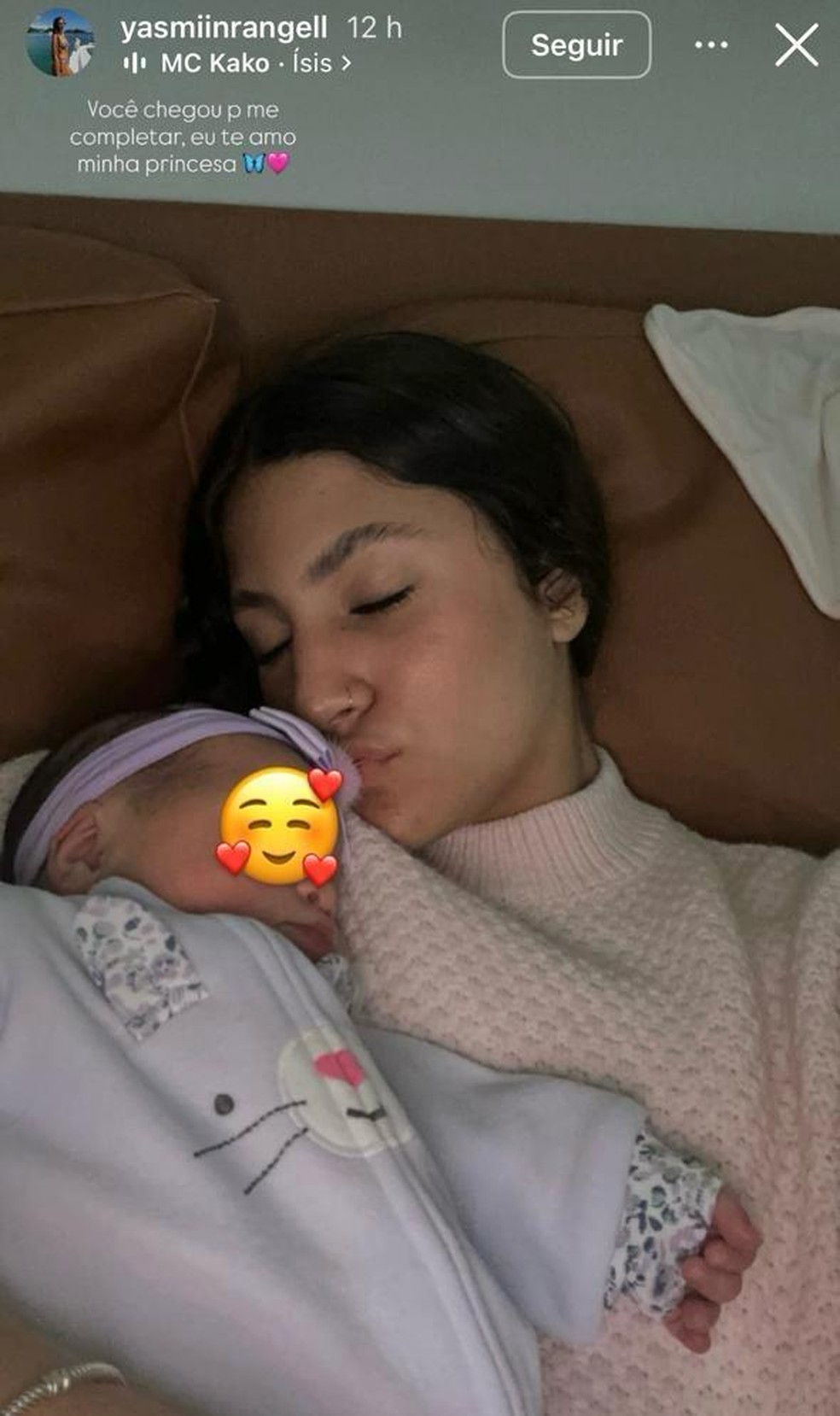 Filha mais velha de Danúbia, ex-mulher de Nem, posta fotos da recém-nascida — Foto: Reprodução