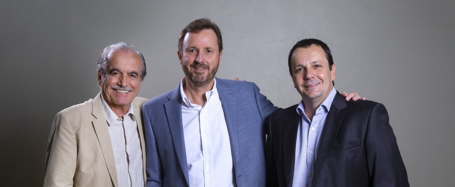 Trio de sócios: O empresário Chaim Zaher, Marcs Fava Neves e Roberto Fava Scare