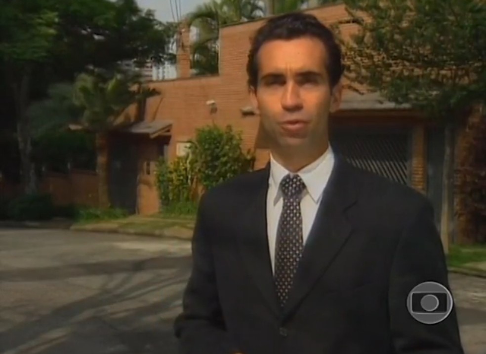 César Tralli na cobertura do Caso Von Richthofen — Foto: Reprodução