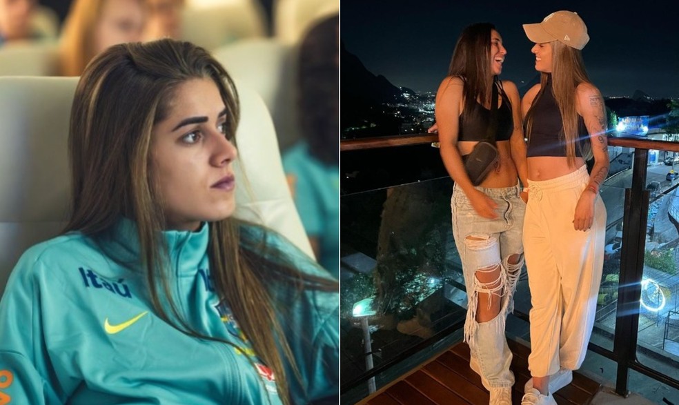 A atacante Jheniffer com Mariza Nascimento — Foto: Reprodução / Redes sociais