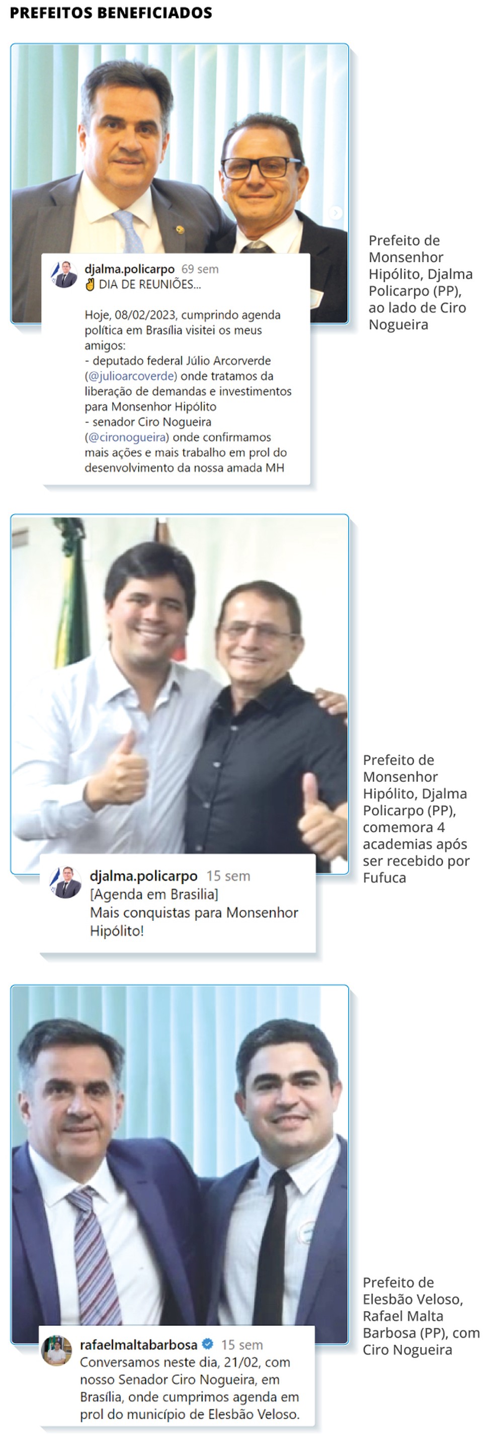 Prefeitos beneficiados — Foto: Editoria de arte