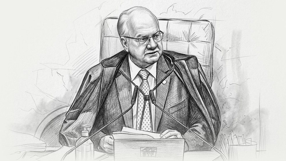 Fachin diz em sessão do STF sobre mensagens de Vorcaro a Moraes que decisão é do plenário: 'Divergência é legítima. Confronto pessoal, não' — Foto: Arte O GLOBO/ Fotomontagem com uso de IA