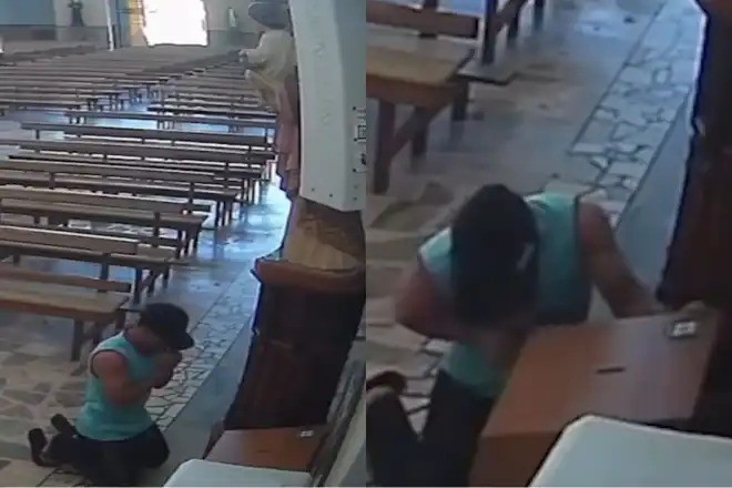 Ladrão furta igreja em MG após simular oração