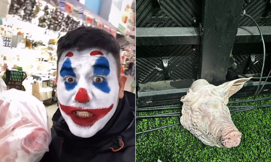 Rafael Modilhane mostrou como comprou a cabeça de porco para arremessar na Arena