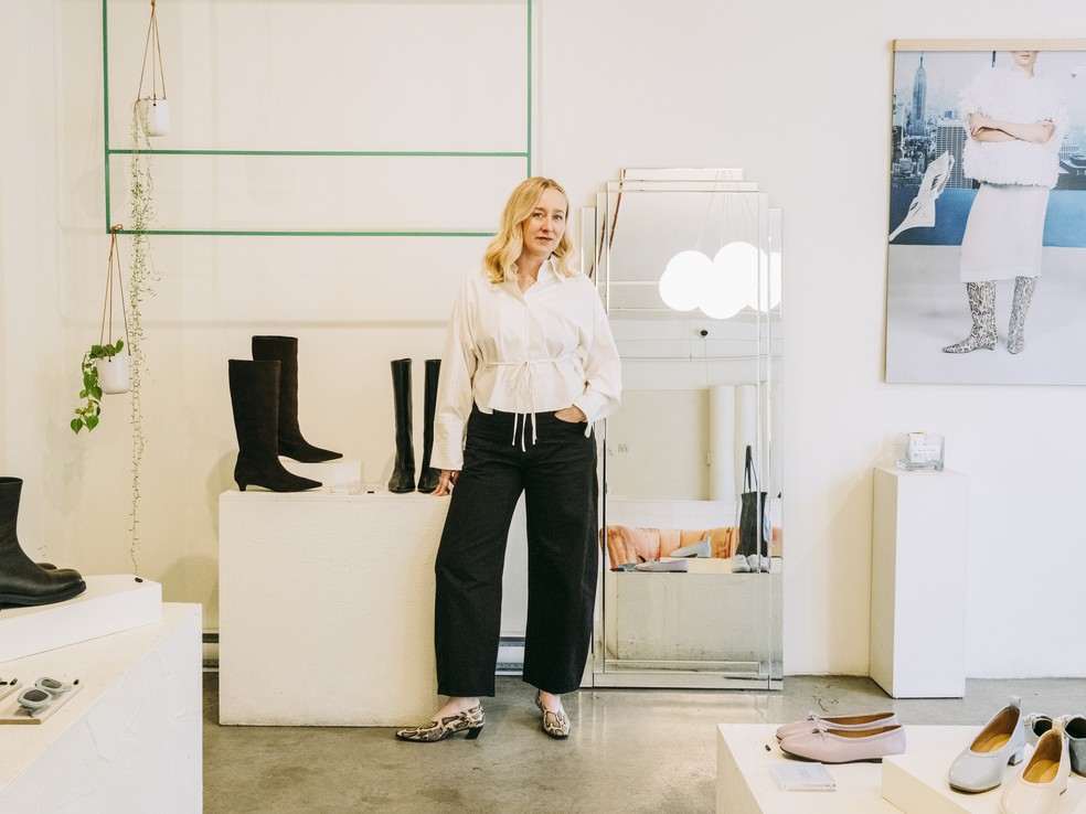 Miriam Belzil Maguire, co-owner of Maguire Shoes, at her store in Montreal. Small international businesses are rethinking how to continue doing business with US customers amid uncertainty over Trump's changes to tariffs and trade policies - Photograph: Reno Philip/The New York Times