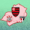 A pesquisa O GLOBO/Ipsos-Ipec mostra a distribuição das principais torcidas do Sudeste - Editoria de Arte
