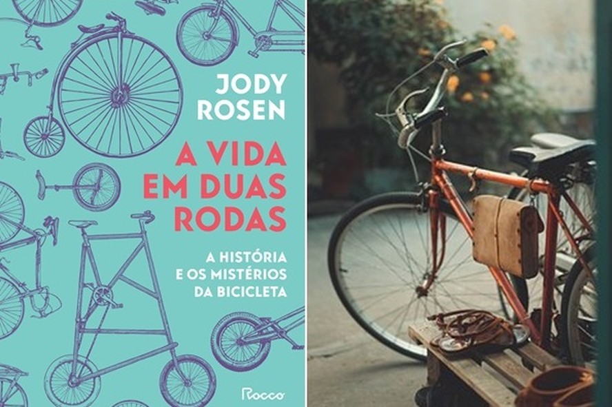 Capa de 'A vida em duas rodas', de Jody Rosen; bicicleta ao lado